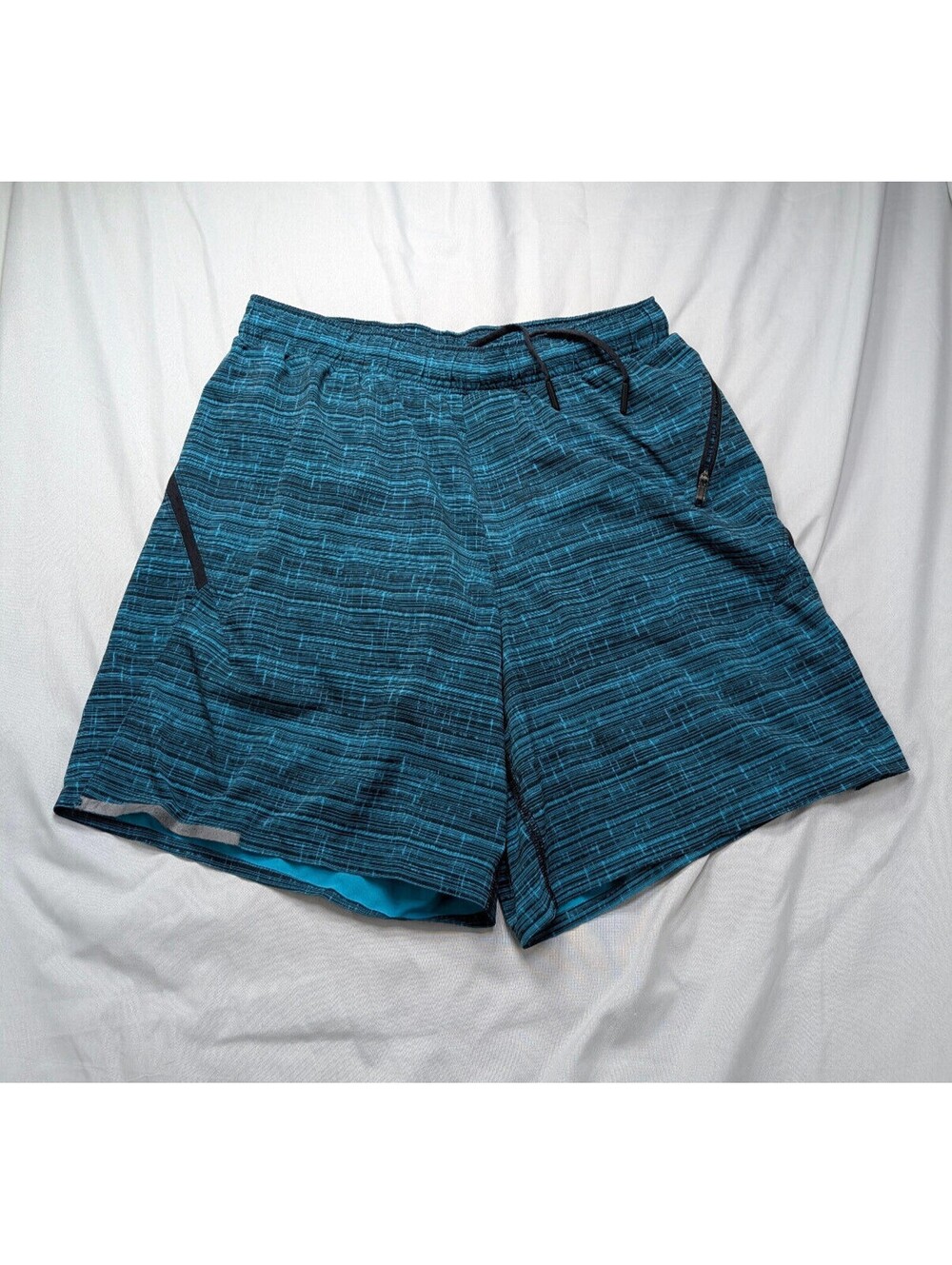 Lululemon Surge Shorts Men's Size Medium Blue Striped Athletic Run